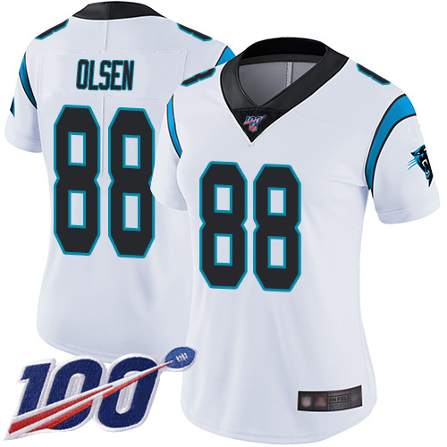 Carolina Panthers Limited White Women Greg Olsen Road Jersey NFL Football #88 100th Season Vapor Untouchable